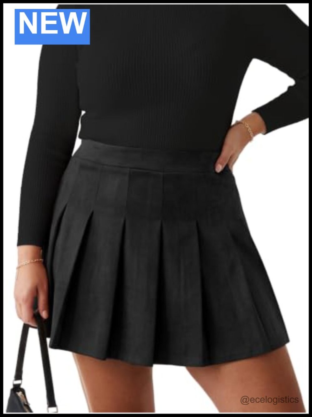Plus Size Pleated Suede Skort with Pockets & Built-in Shorts